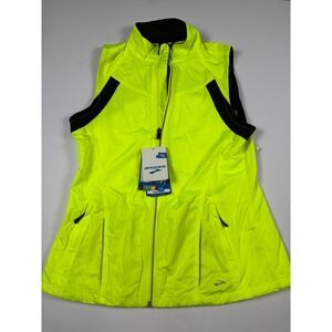 NWT Athleisure Brooks Women's Running Vest Neon Yellow Reflective Shelter Tech L